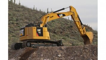 Caterpillar 335F compact radius excavator for bridge, road work in tight spaces